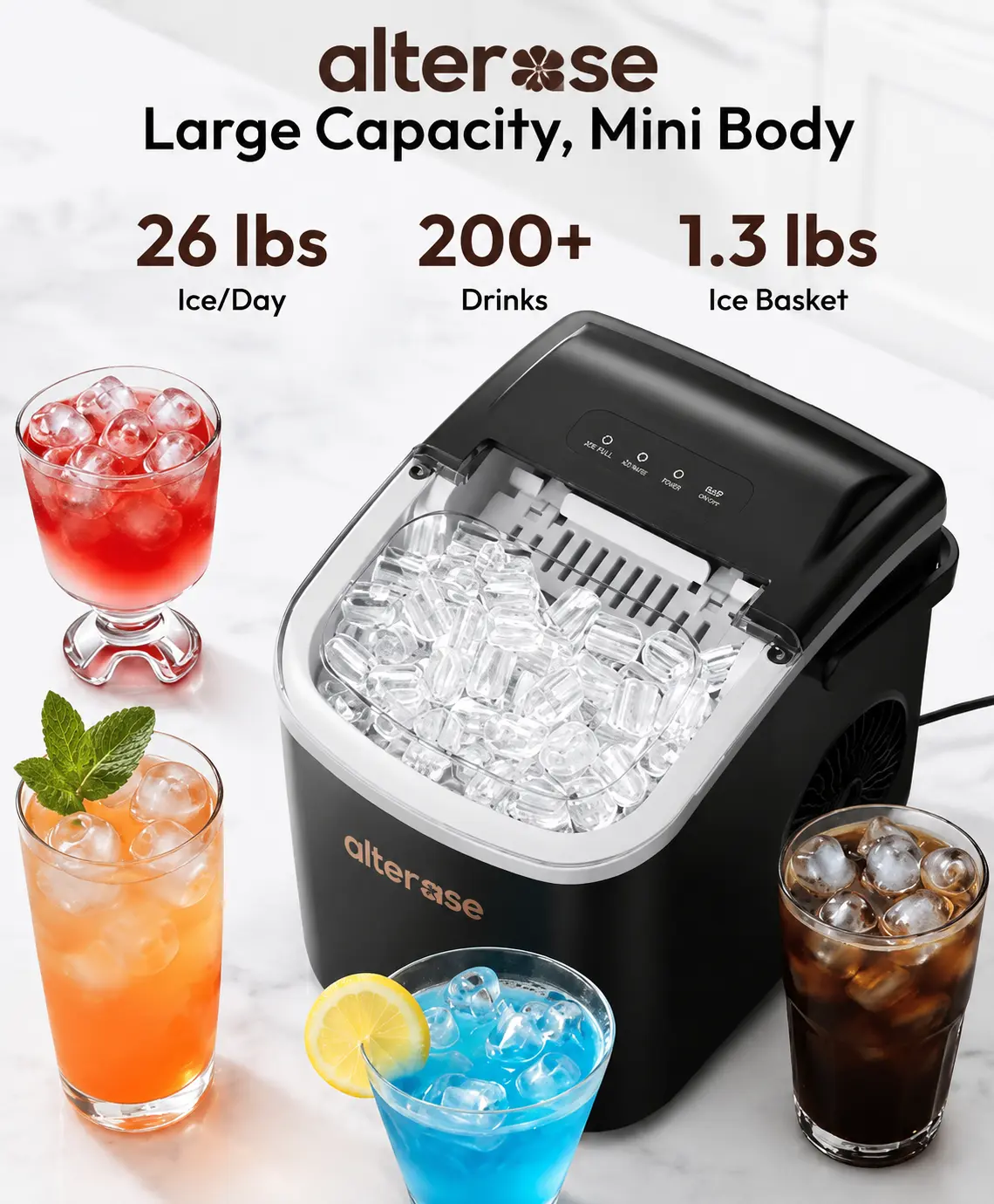 Alterase ice maker capacity details